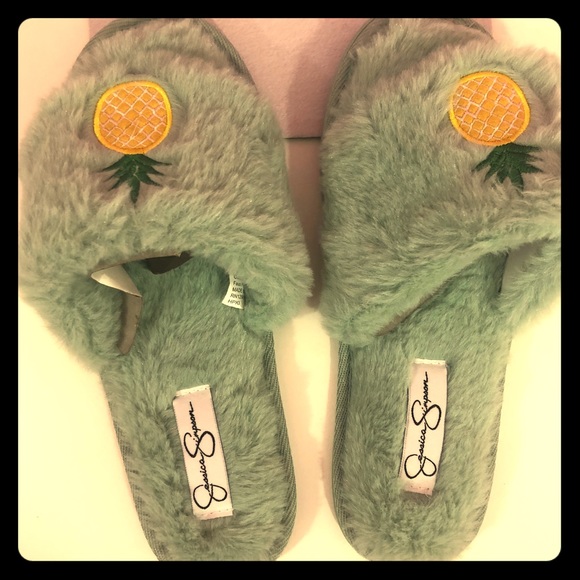 Jessica Simpson Shoes - Jessica Simpson New Pineapple M Fuzzy Slippers
